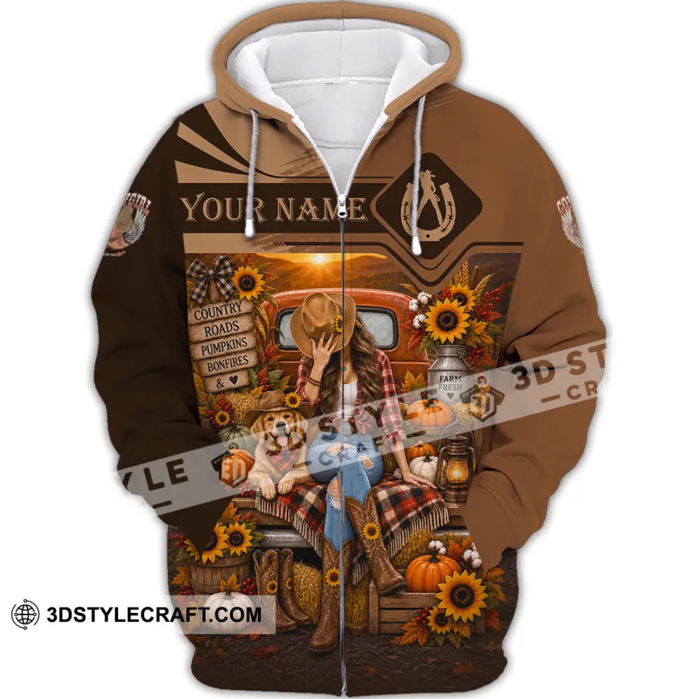 Women Shirt - Custom Autumn Cowgirl Shirt - Zipper Hoodie / S - T-shirt
