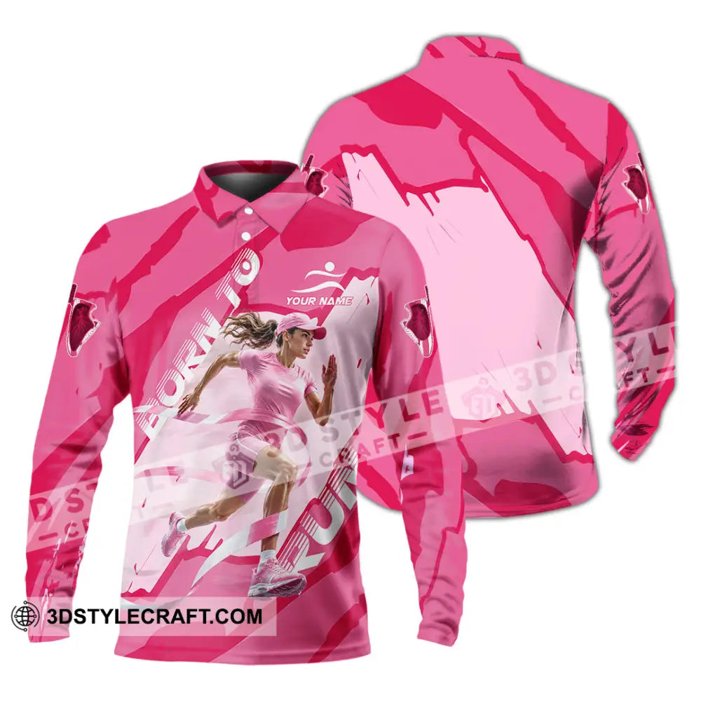 Women Shirt - Custom Born To Run Shirt - Long Sleeve Polo / S - T-shirt