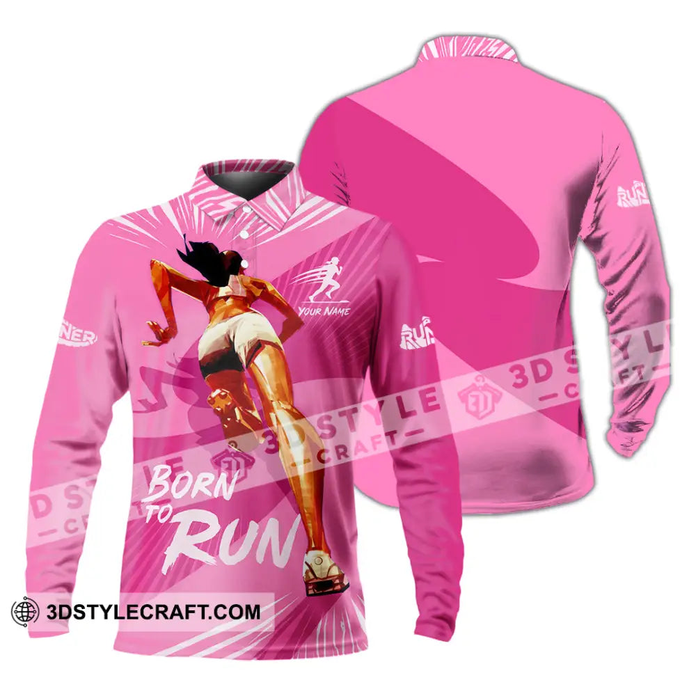 Women Shirt - Custom Born To Run Shirt - Long Sleeve Polo / S - T-shirt