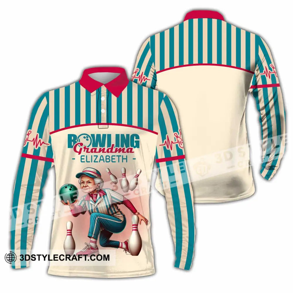 Women Shirt - Custom Bowling Grandma Shirt Long Sleeve Polo / S T-shirt