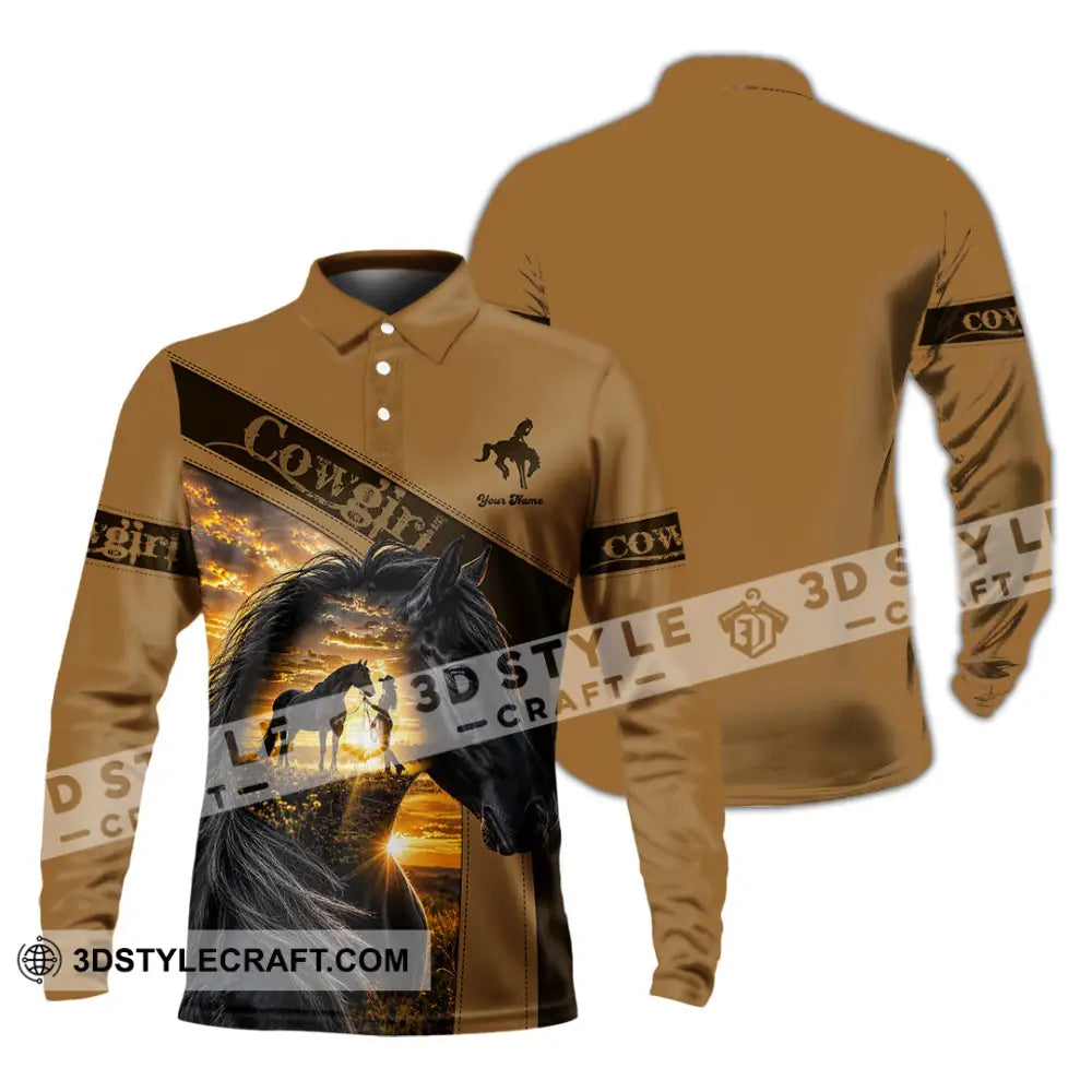 Women Shirt - Custom Cowgirl Shirt - Long Sleeve Polo / S - T-shirt
