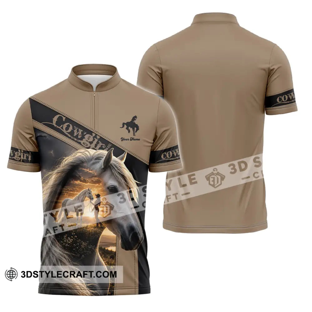 Women Shirt - Custom Cowgirl Shirt - Zipper Polo Shirt / S - T-shirt