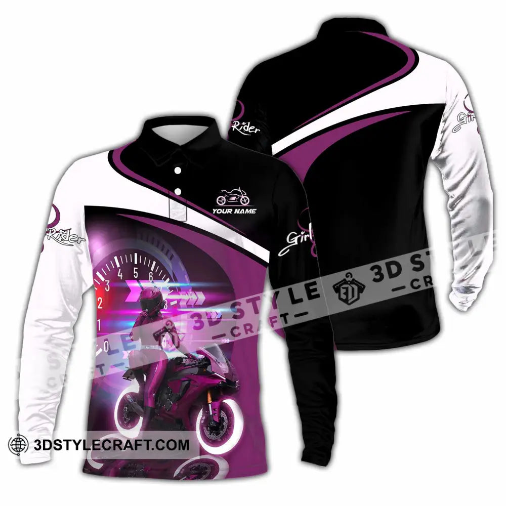 Women Shirt - Custom Girl Rider Shirt - Long Sleeve Polo / S - T-shirt