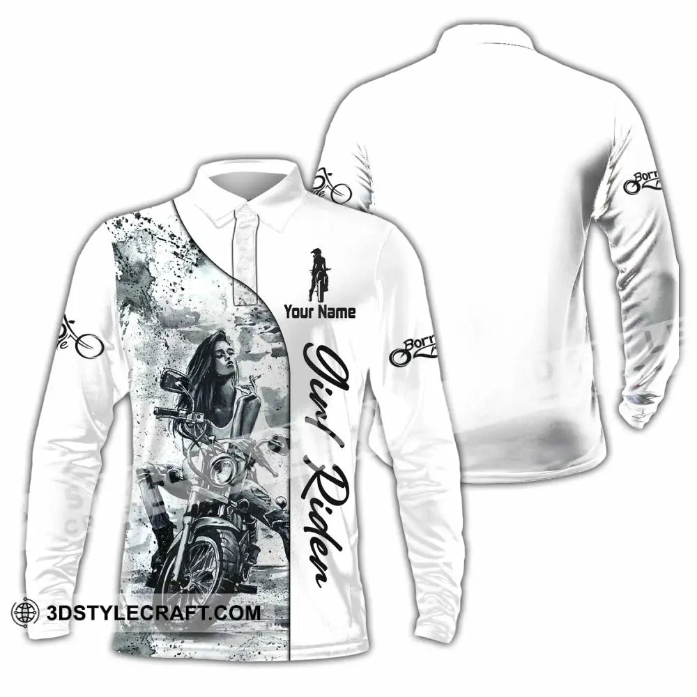 Women Shirt - Custom Girl Rider Shirt - Long Sleeve Polo / S - T-shirt