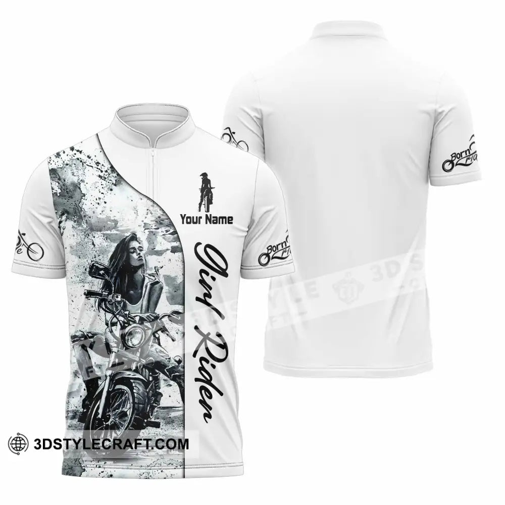 Women Shirt - Custom Girl Rider Shirt - Zipper Polo Shirt / S - T-shirt