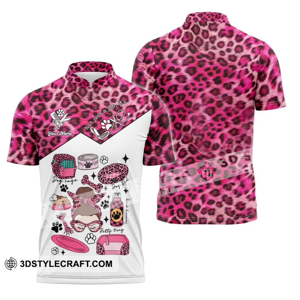 Women Shirt - Custom It’s Not Just A Job It’s Love Pet Groomer Shirt Zipper Polo Shirt / S T-shirt