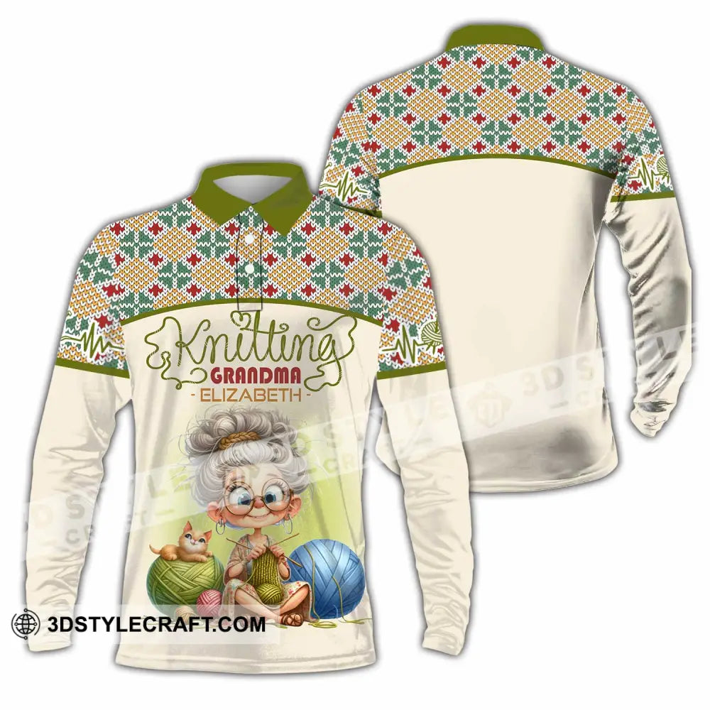 Women Shirt - Custom Knitting Grandma Shirt Long Sleeve Polo / S T-shirt