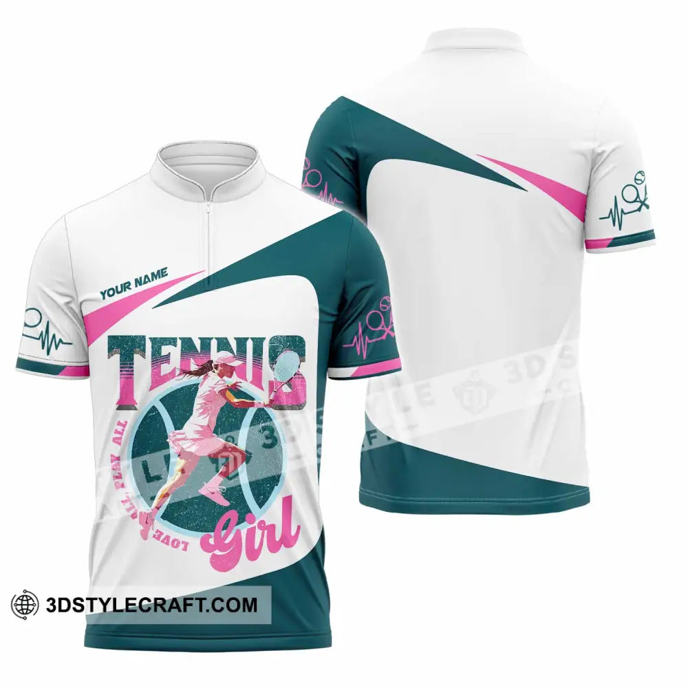 Women Shirt - Custom Love All Play All Tennis Lover Shirt Zipper Polo Shirt / S T-shirt