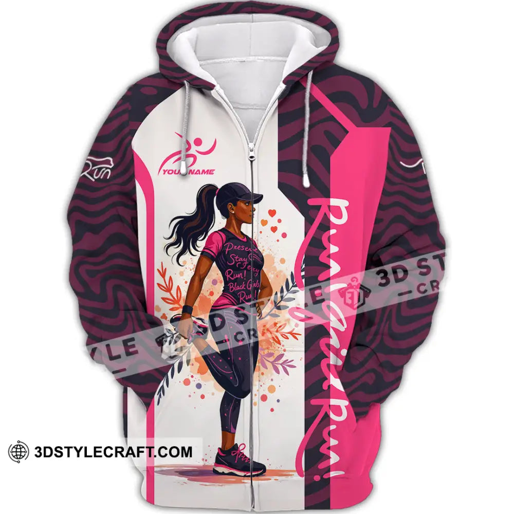Women Shirt - Custom Run Girl Run 3D Shirt Zipper Hoodie / S T-shirt