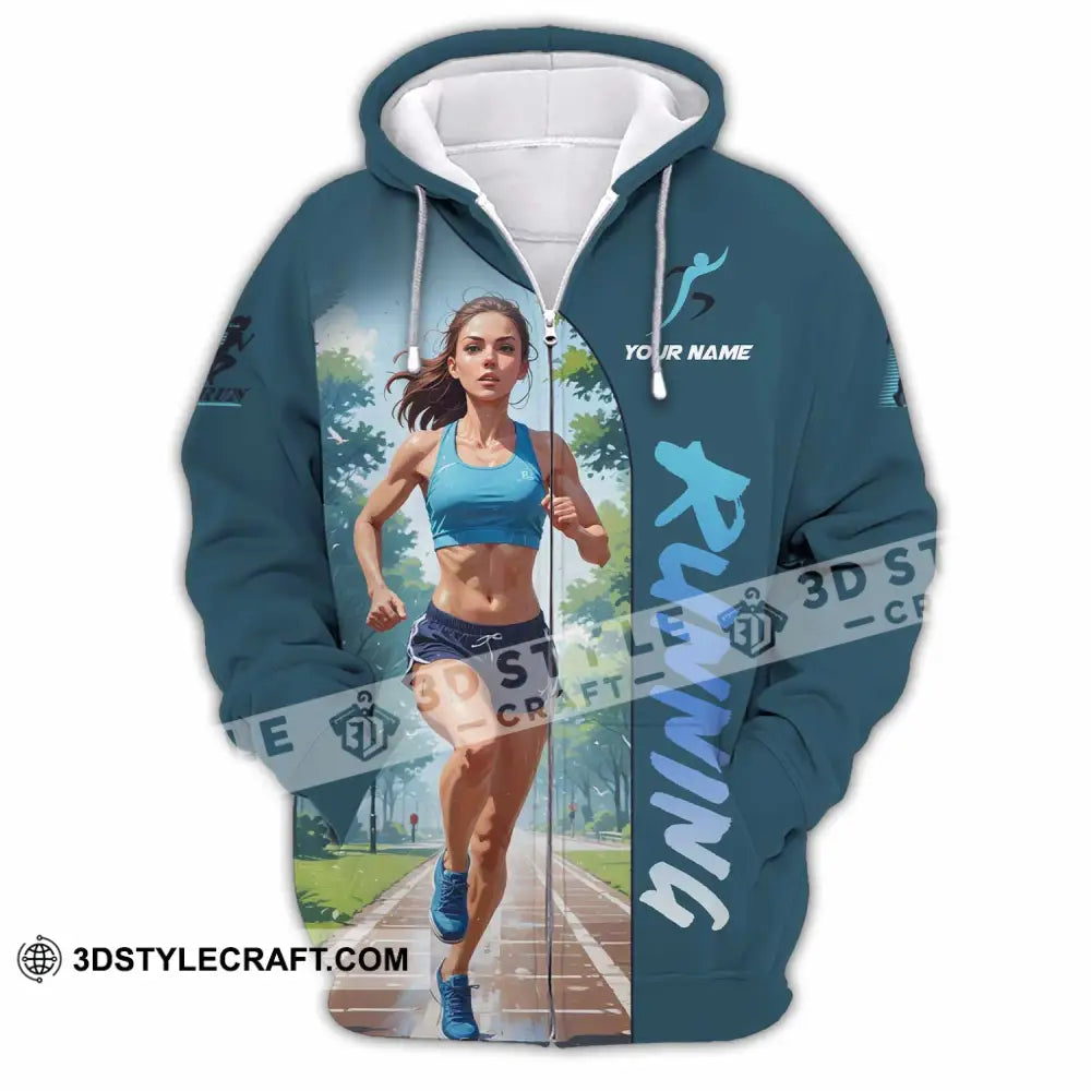 Women Shirt - Custom Running Woman Runner Sporty Shirt Zipper Hoodie / S T-shirt