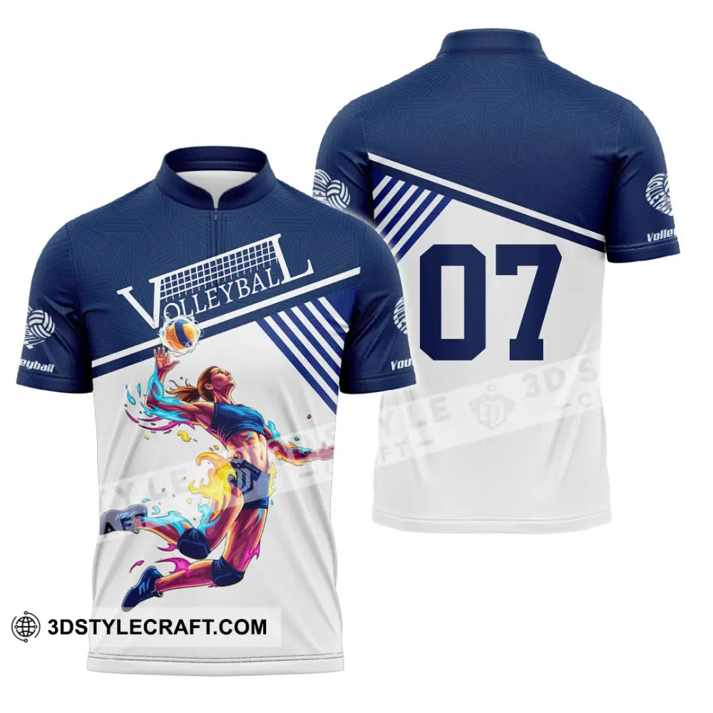 Women Shirt - Custom Volleyball Player Sport Shirt Zipper Polo Shirt / S T-shirt