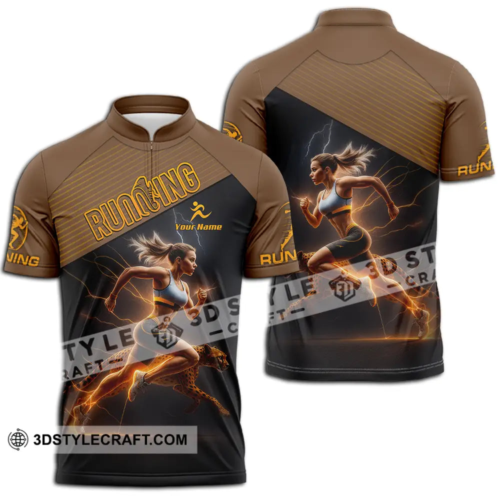 Women Shirt - Custom Woman Running Shirt Zipper Polo Shirt / S T-shirt