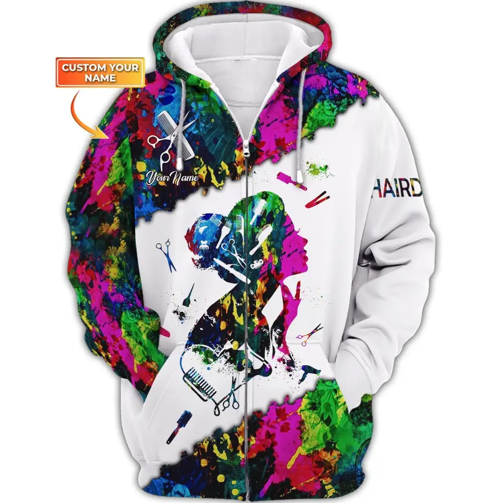 Women Shirt Hair Stylist Hairdresser Sportwear Zipper Hoodie / S T-Shirt