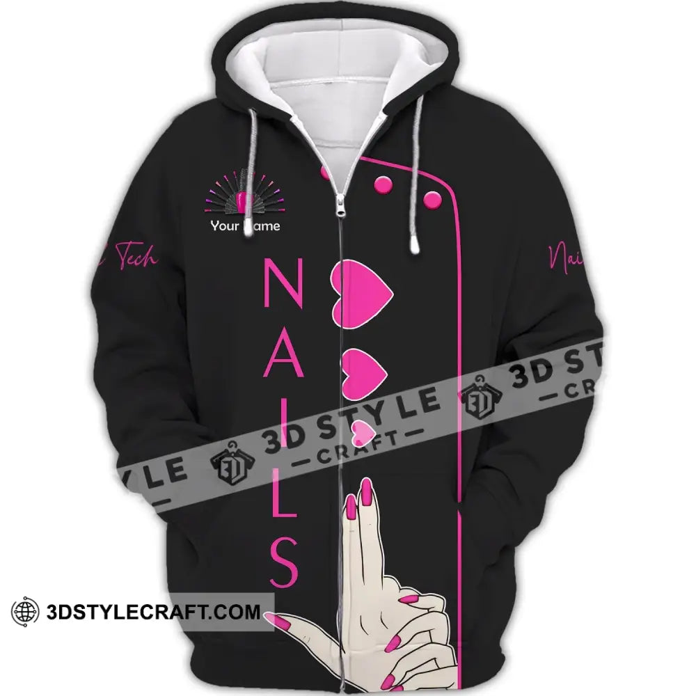 Women Shirt Nail Technician Hoodie Tech Sweater Zipper / S T-Shirt