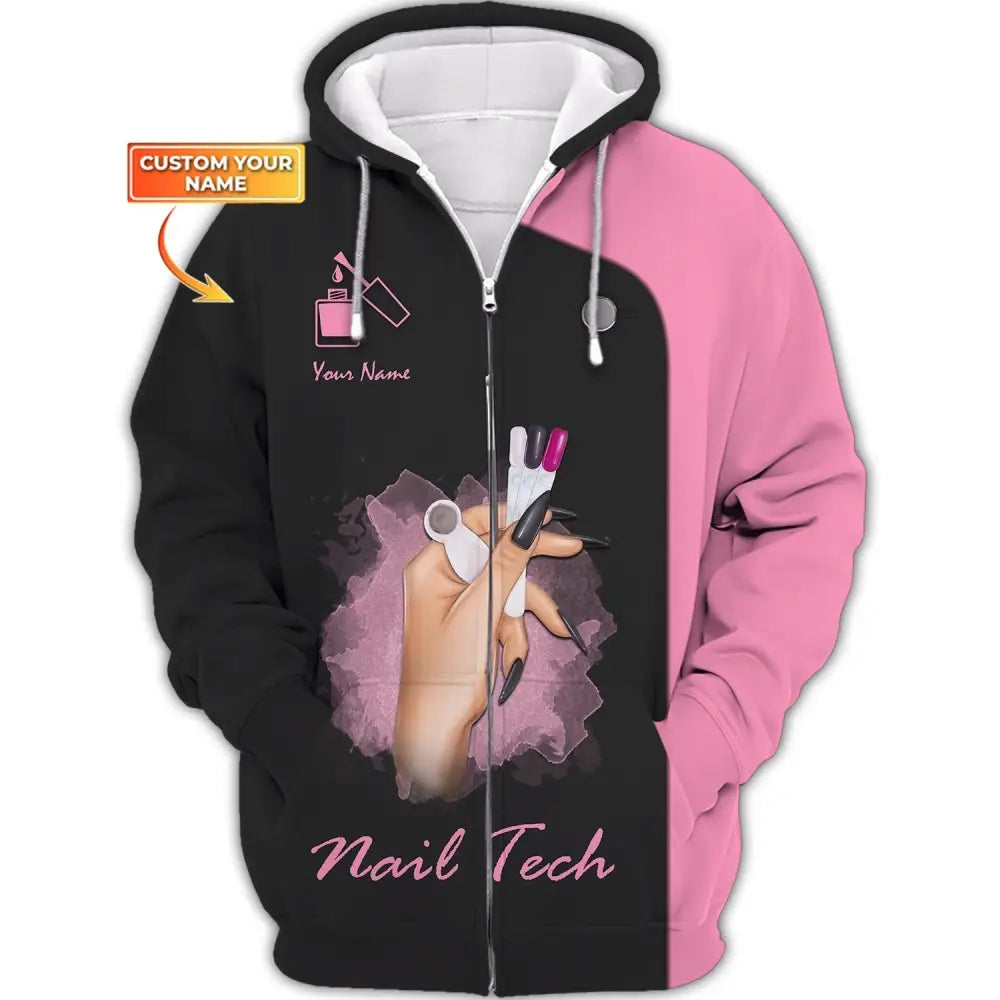 Women Shirt Nail Technician Tech Sportwear Zipper Hoodie / S T-Shirt